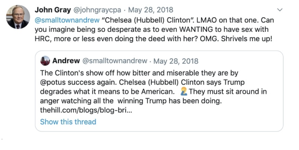 John Gray tweet re: Hillary Clinton